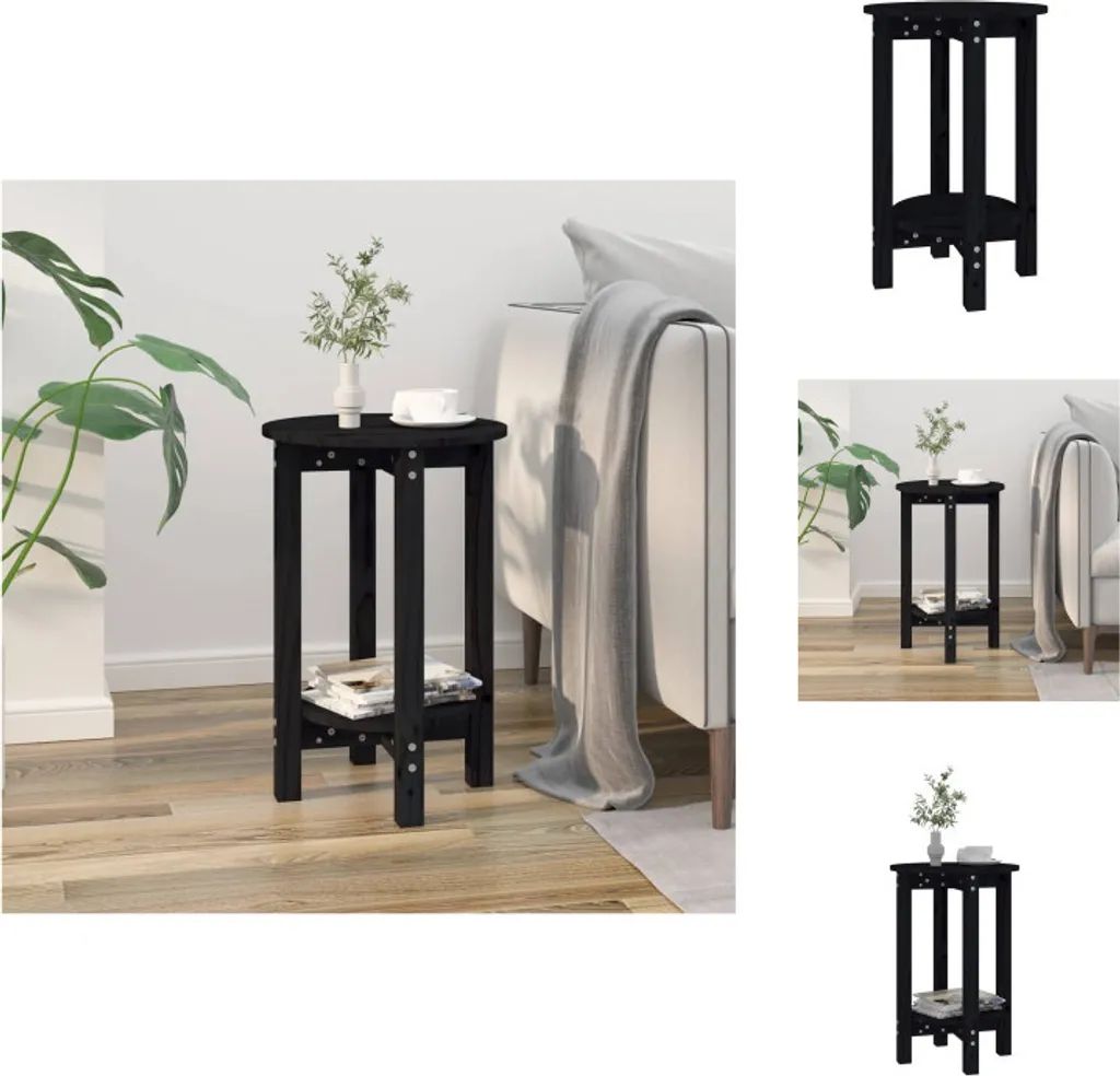 Tavolino Tondo Nero 40x60 cm vidaXL - Vero Legno Massiccio Pino