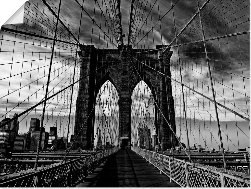 ARTland Poster Brooklyn Bridge - schwarz/weiss Größe: 60x45 cm