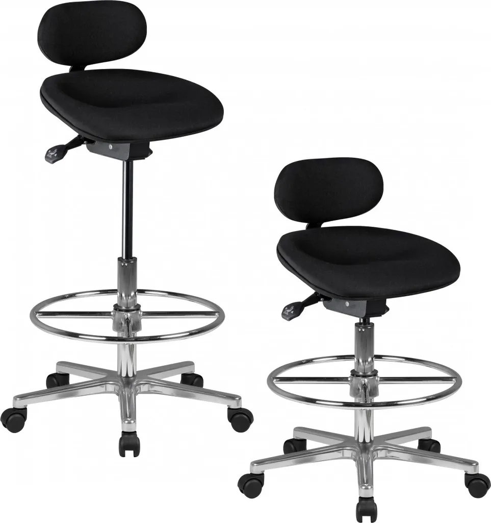 Tabouret pivotant ergonomique Amstyle avec dossier réglable noir