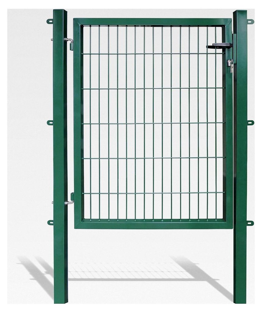 Gartentor für Stabmattenzaun, HxB: 120x100 cm, RAL 6005 grün - 200x50 mm Maschung - inklusive 60x40 mm Pfosten und Befestigungsmaterial - Schlüs...