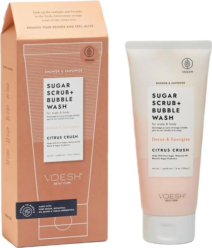 Scrub allo zucchero + Bubble Wash Scrub allo zucchero per corpo e cuoio capelluto Citrus Crush 210g