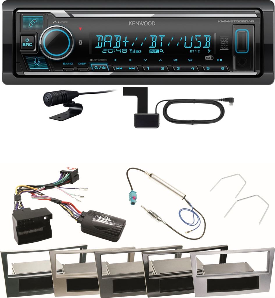 Kenwood KMM-BT508DAB Bluetooth DAB USB Einbauset für Astra H Corsa D Zafira B