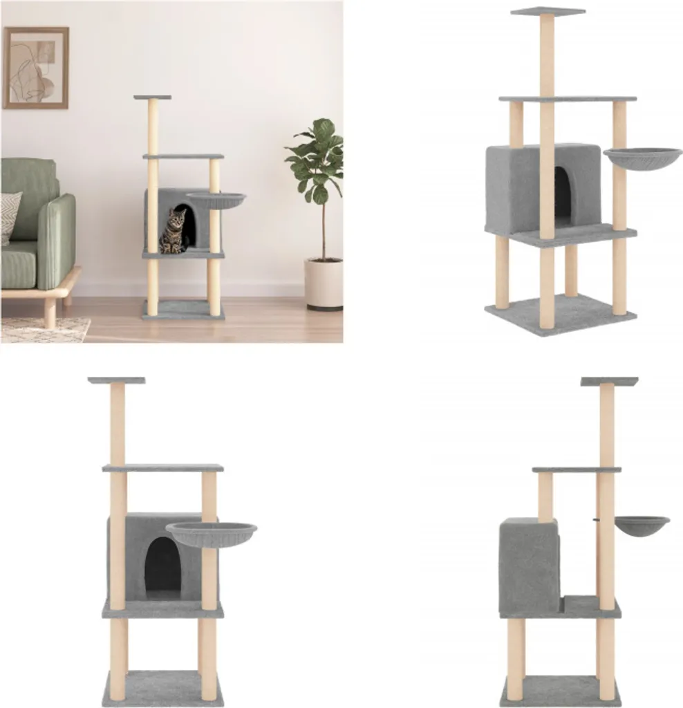 VidaXL Tiragraffi 132 cm Grigio: Il Nido Sicuro per il Tuo Micio