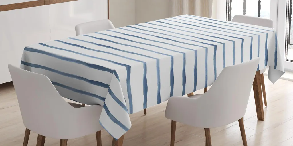 Tovaglia Rettangolare ABAKUHAUS 140x240 cm Blu Notte Righe Harbor
