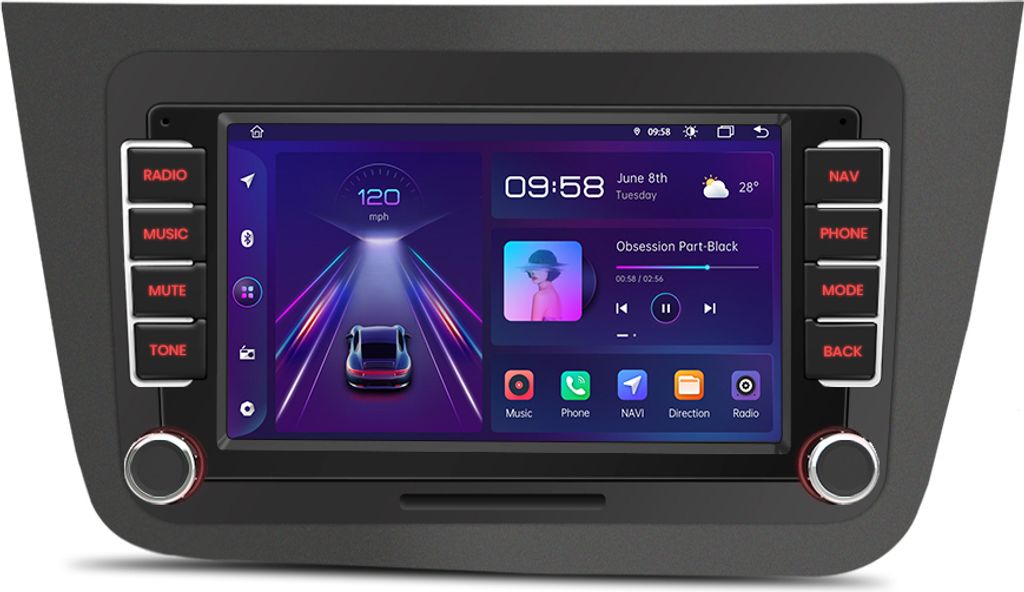 7'' carplay android13 Autoradio 1+32G Für AlteaToledo 2din GPS NAVI RDS BT 4Kern DAB+ SWC Navi