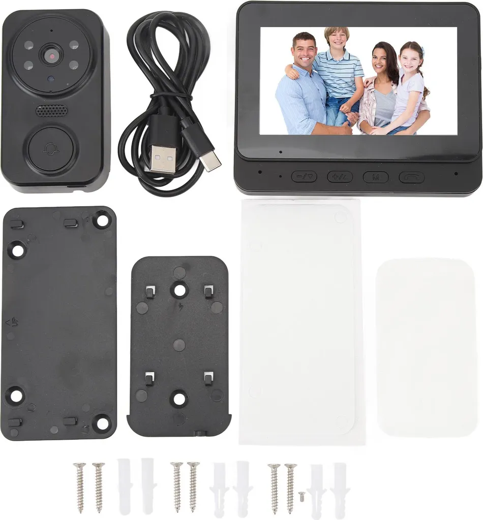 Interphone Vidéo WiFi 1080p sans Fil - Vision Nocturne Infrarouge Grand Angle