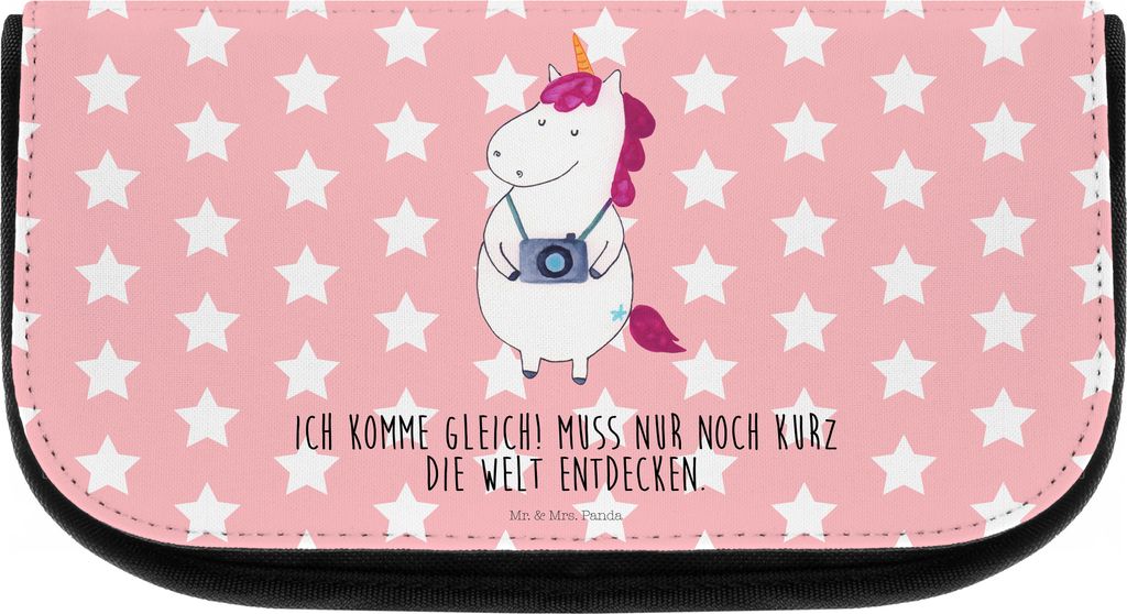 Mr. & Mrs. Panda kulturtäschchen Einhorn Fotograf - Rot Pastell - Geschenk, Kamera, schmink organizer, Reisen, Städtereise, Unicorn, Kosmetiktasc...