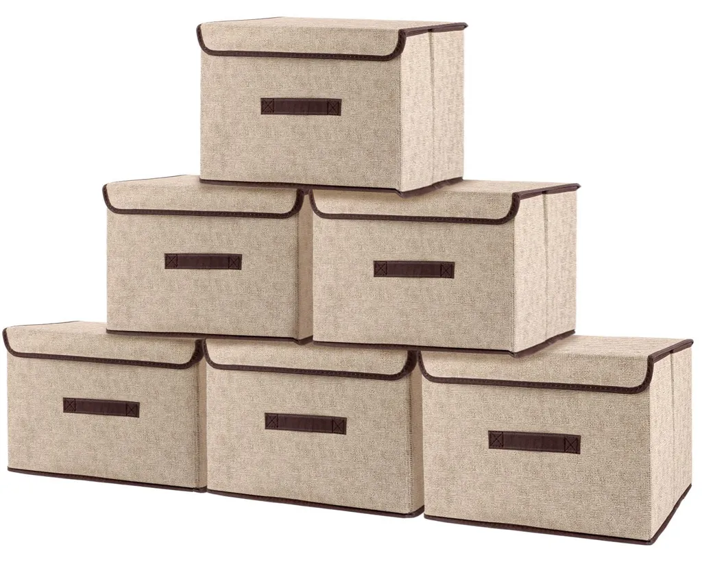 Finissez-en avec le désordre : lot de 6 boîtes rangement tissu avec couvercle