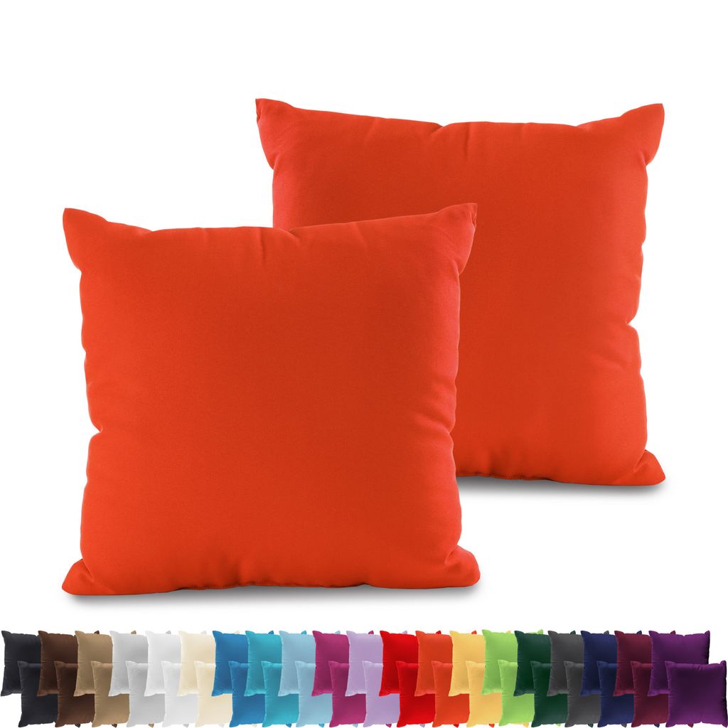 2er PACK JERSEY Kissenbezüge 100% Baumwolle Kissenhülle 160 Gr/m², in Größe: 40x40 cm, in Farbe: Orange