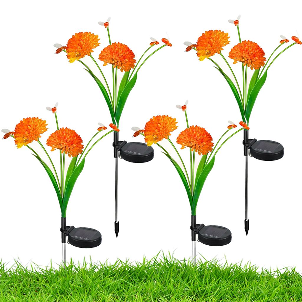 Gartendeko Solarlampen Solarleuchten für Außen Garten, 4x Solar Blumen Lampe Gartenleuchte für Rasen Terrasse Party Hochzeit Balkon Deko Beleuch...
