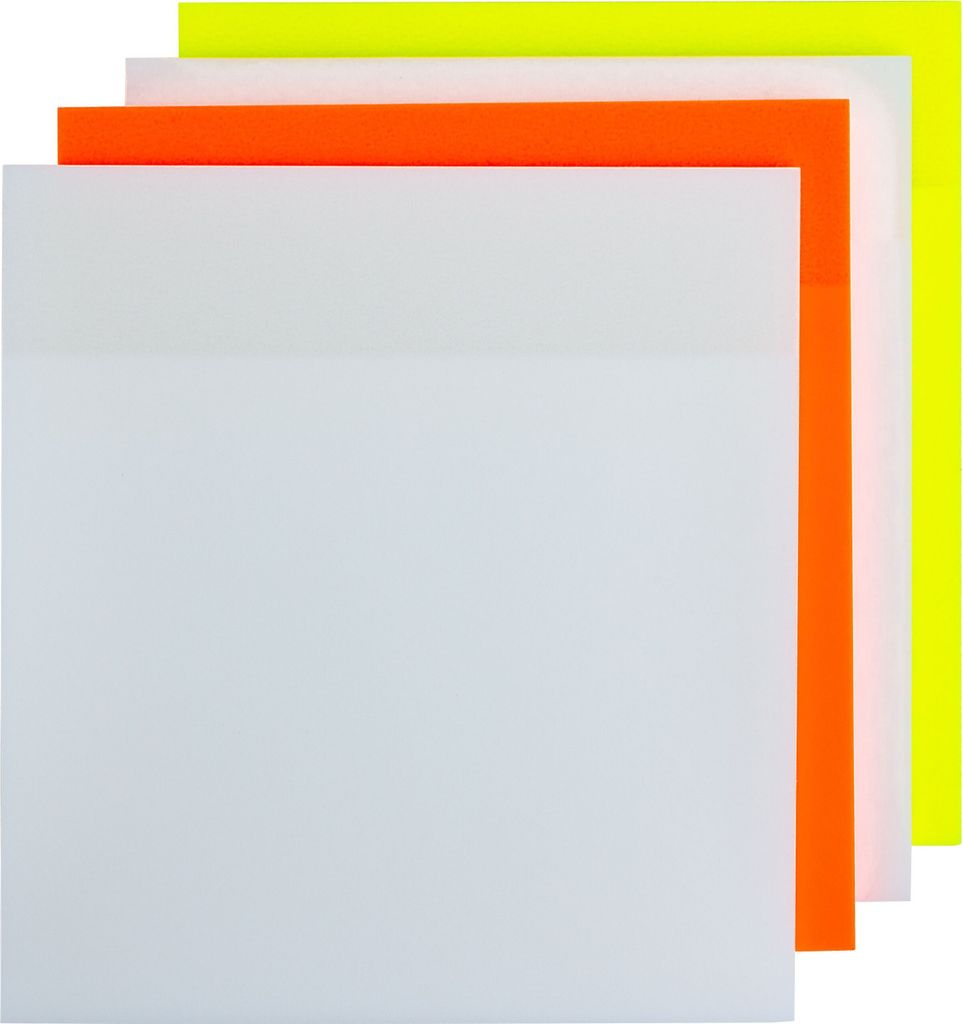 Q-Connect KF10371 Haftnotiz PP - 76 x 76 mm, halbtransparent sortiert, 4x 50 Blatt