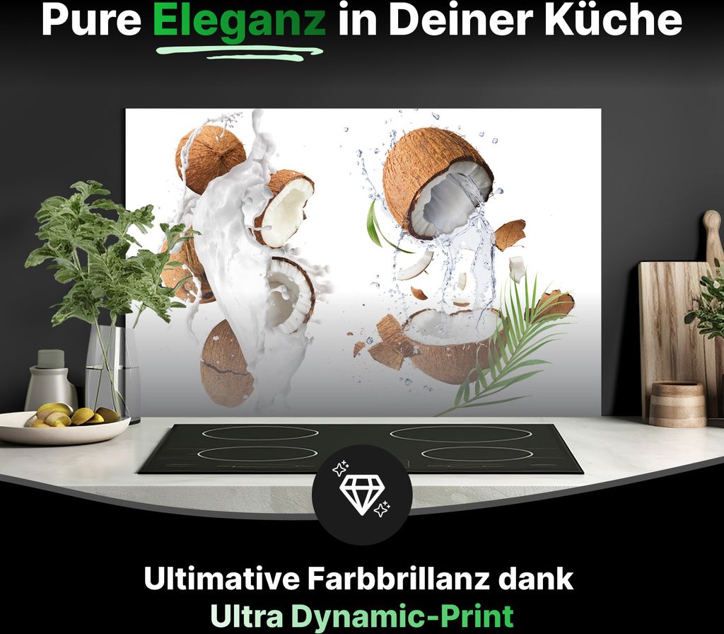 Spritzschutz Küchenrückwand Glas 125 x 40 cm Frische Kokosnüsse - RUECKWAND24