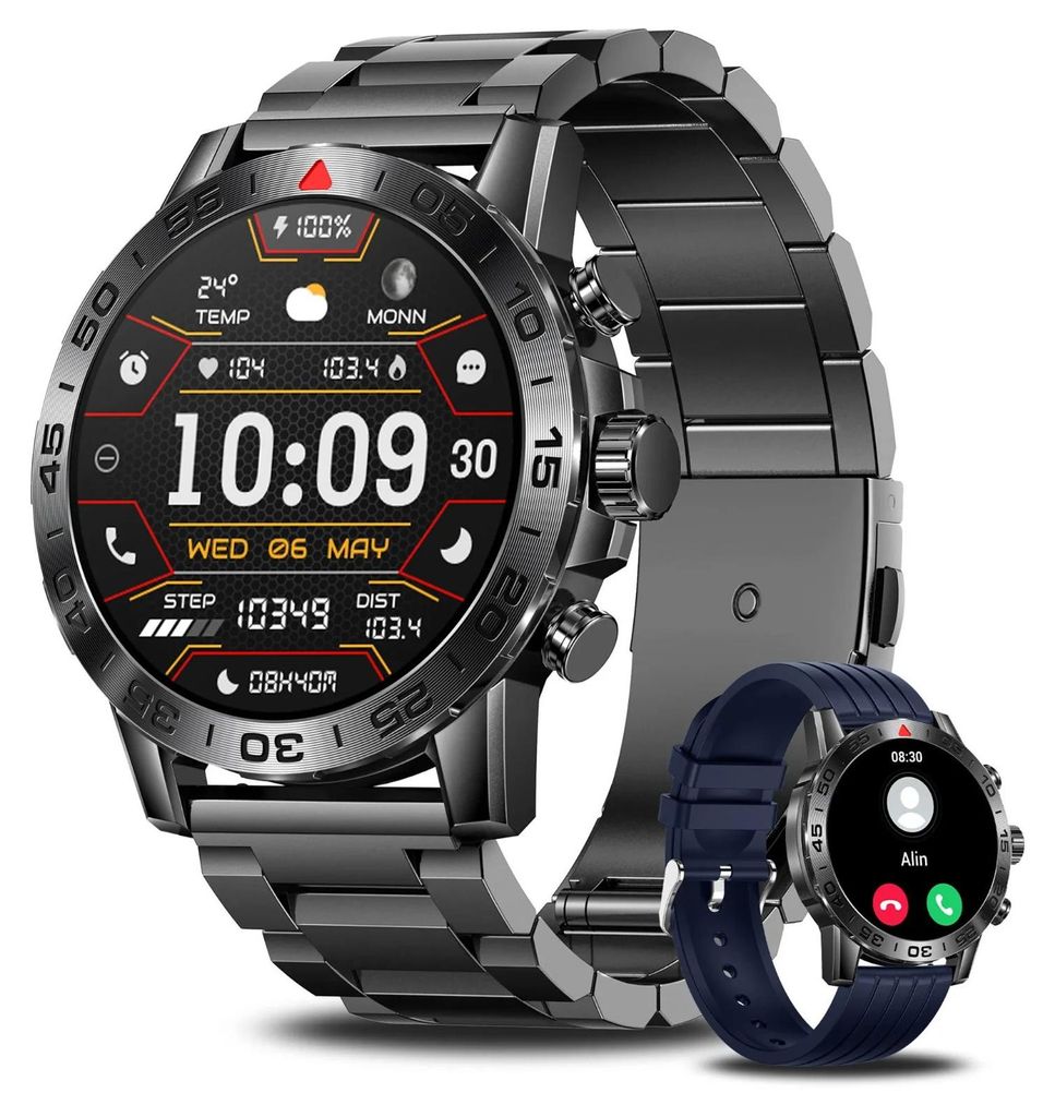 Montre connectée pour homme, noire, avec fonction Image du produit 