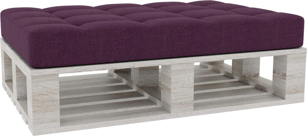 Palettenkissen, Palettenauflagen Sitzkissen Rückenlehne Gesteppt PFG (Sitzkissen 120x60, Violett)