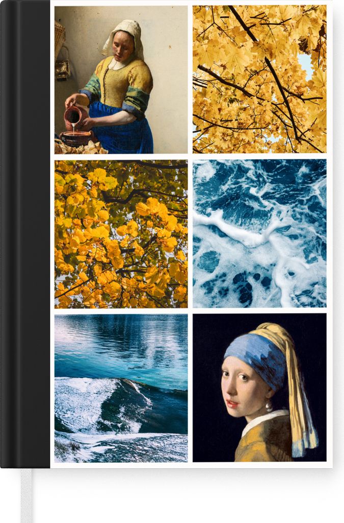 MuchoWow Notizbuch Tagebuch Haushaltsbuch Notebook A5 Vermeer - Collage - Natur - Notizblock - Notizheft - Notebook - Schreibblock - Papier