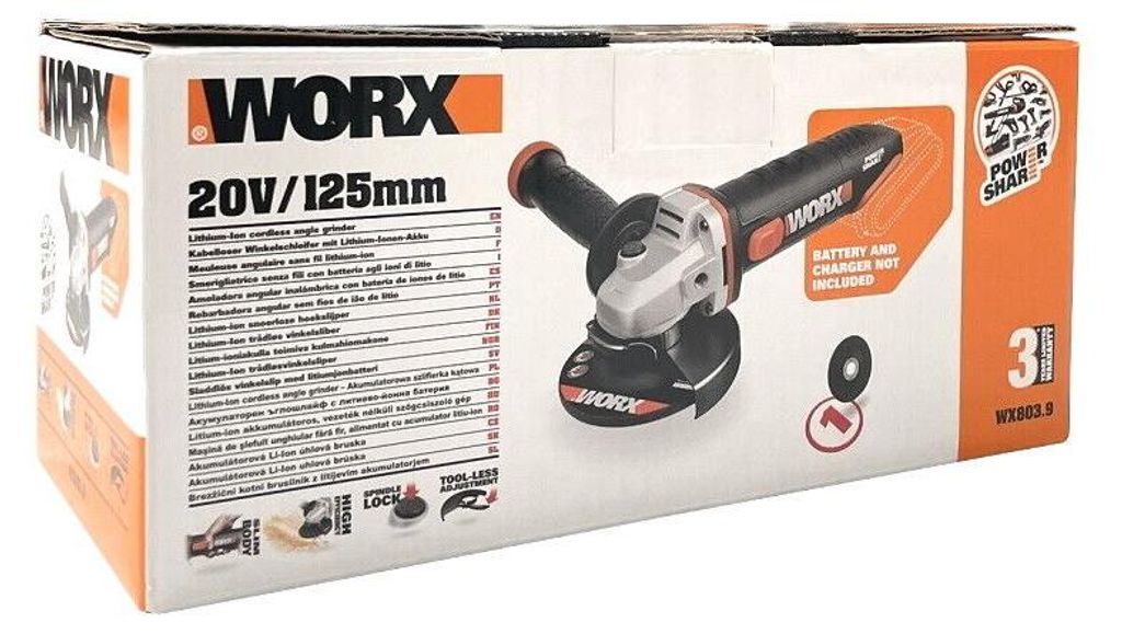 WORX WX803.9 Akku Winkelschleifer 20V - ohne Akku & Produktbild 