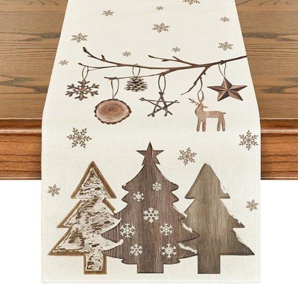 Famanu Tischläufer mit Weihnachtsmotiven - 40 x 140 cm