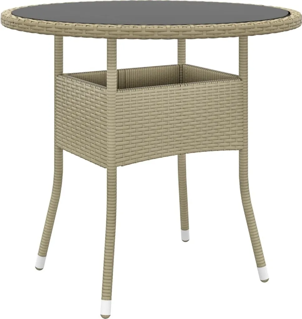 vidaXL Tavolo Esterno Ø80 cm: Struttura Acciaio e Poly Rattan Beige - 2
