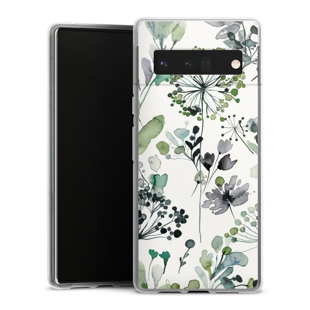 DeinDesign Handyhülle für Google Pixel 6 Pro Silikon Hülle Case Smartphone Schutzhülle Blumen Wasserfarbe Eukalyptus