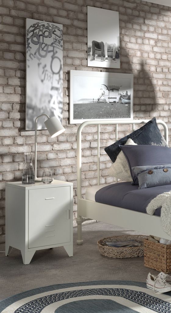 Vipack BRONXX Nachtkonsole im Industrial-Look Weiß matt