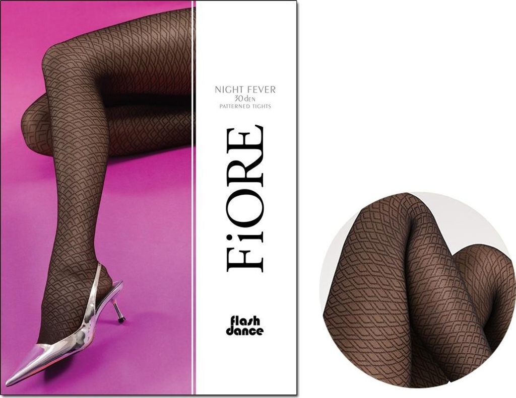 Gemusterte Strumpfhose auf Netz 2 Black