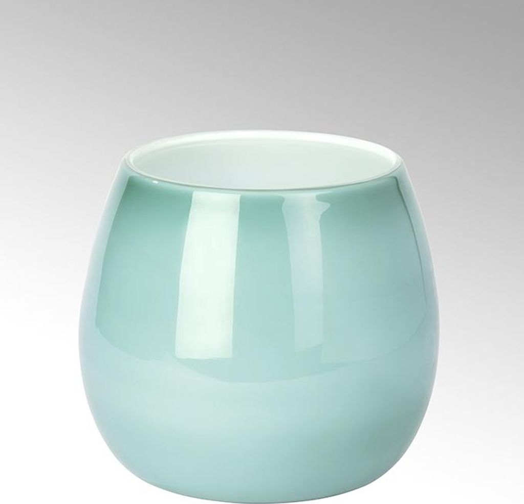 Lambert Pisano Vase klein Überfangglas, aqua H18 cm  D17 cm Produktbild 