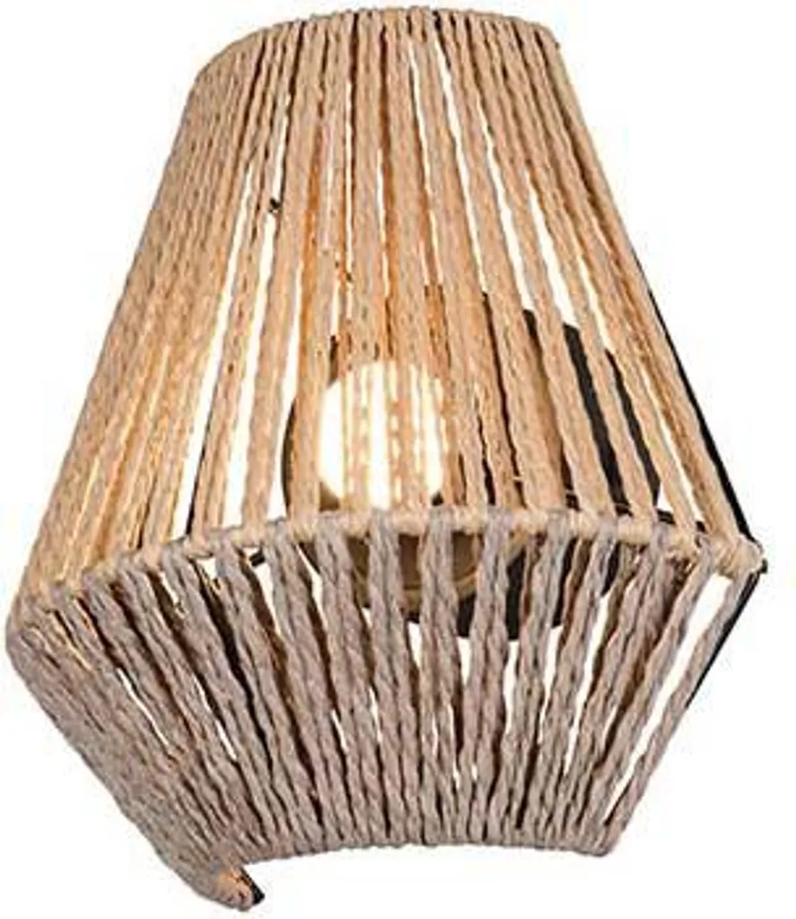 Luminaire Mural LED Décoratif en Papier Tressé Marron, Sans Fil 18cm
