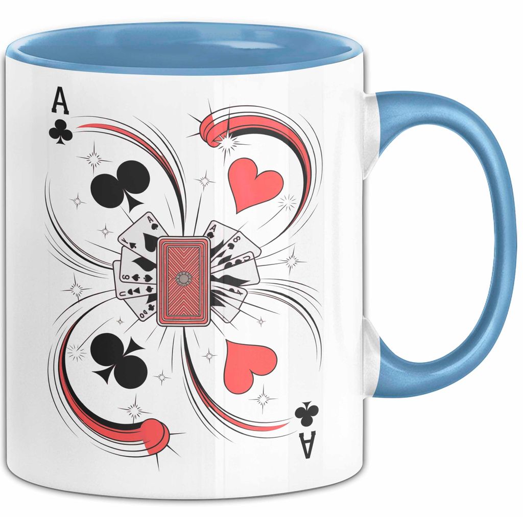 Kartenspiel Spieler Tasse Geschenk Lustige Geschenkidee Spruch Für Karten Meister (Blau)