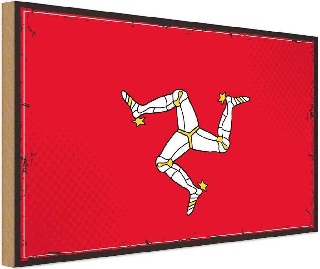vianmo Holzschild 30x40 cm Isle of Wappen Man Retro Flagge Produktbild 