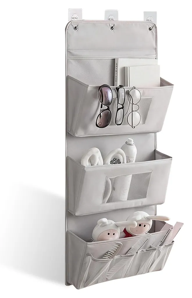 Organiseur mural pliable 3 compartiments en toile imperméable Oxford