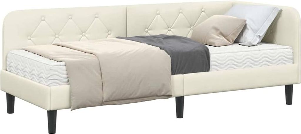 Eckbettgestell Creme 80 x 200 cm Samt