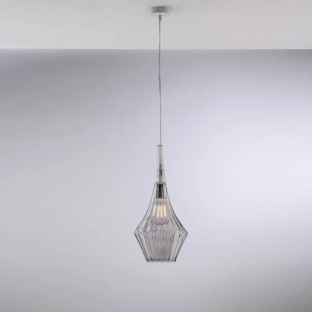 Lustre suspension moderne Zeus en verre gris pyrex 20cm BL270-S1-GR