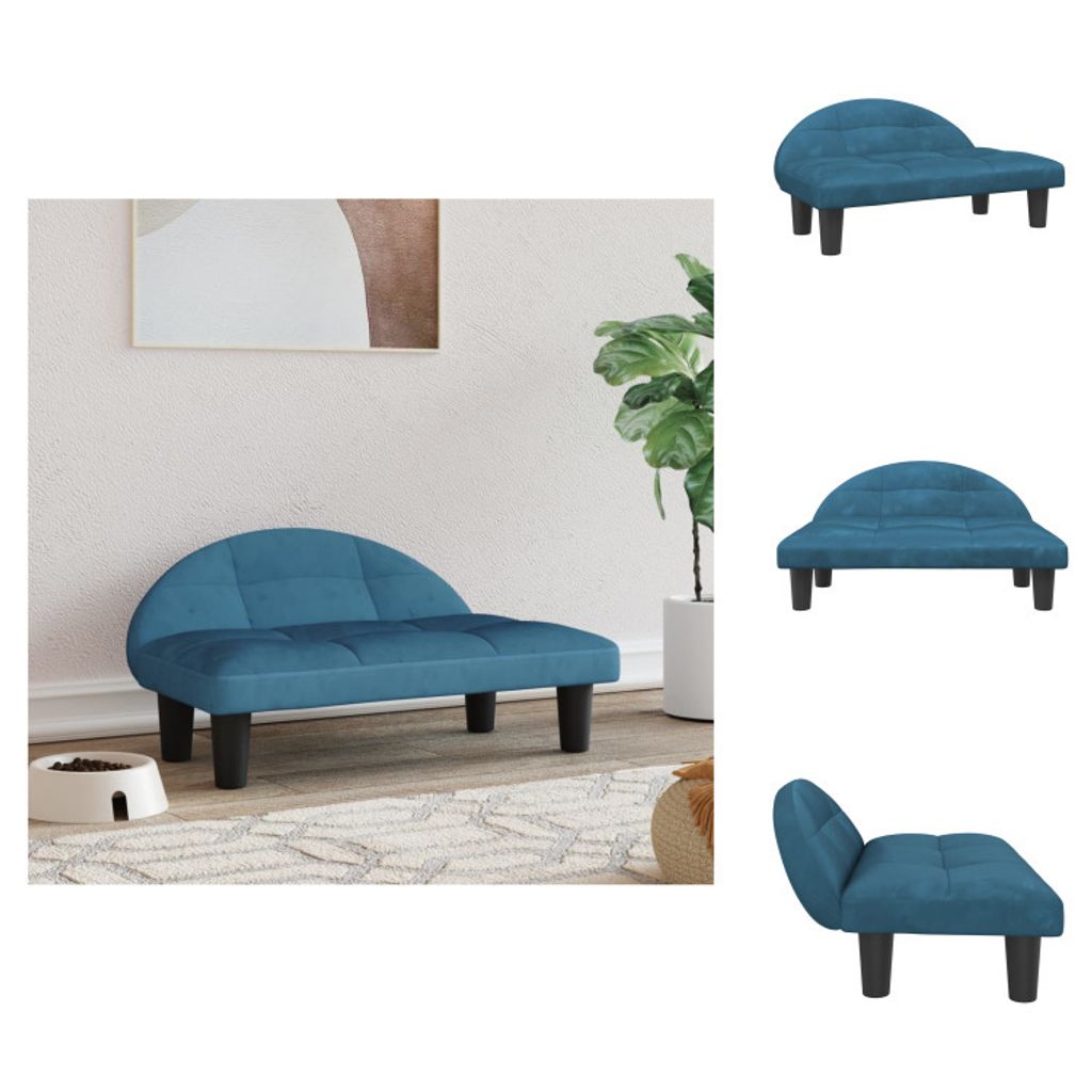 vidaXL Hundebett Blau 70x52x30 cm Samt - Hundebetten