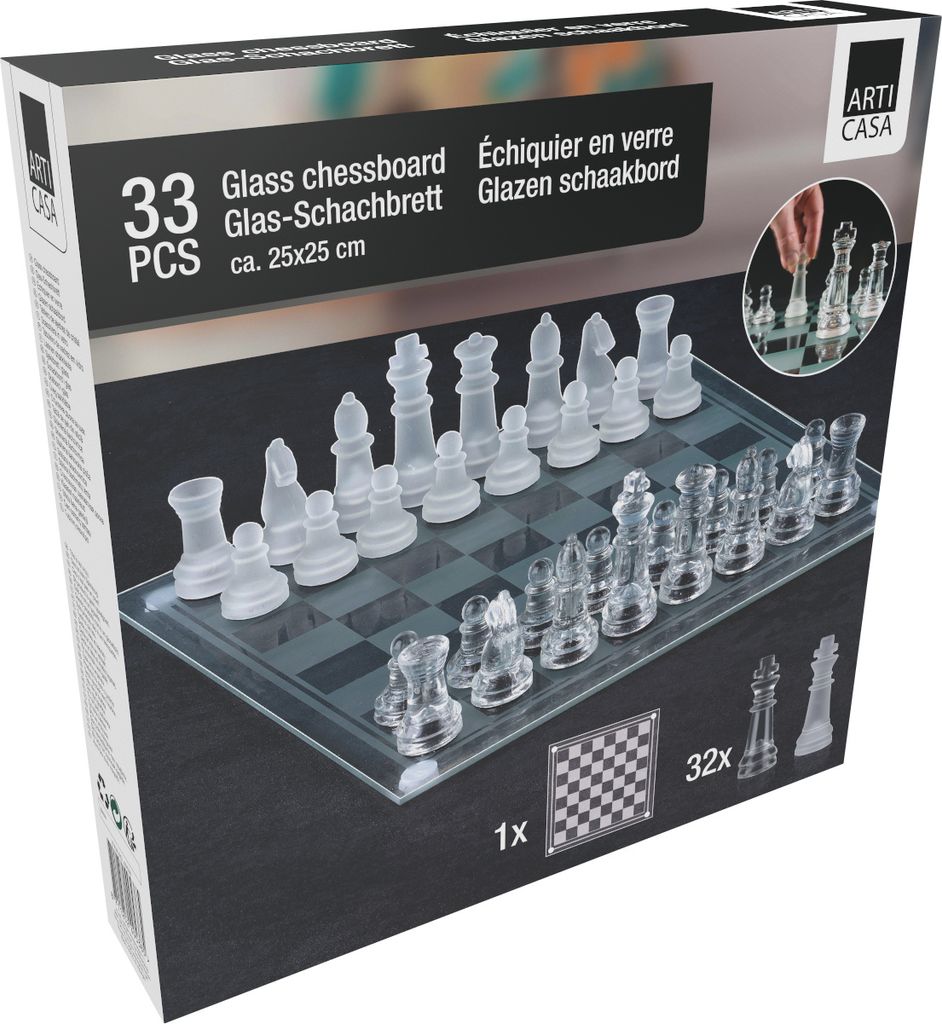 Arti Casaa Jeu d'échecs en verre - set de 33 pièces - 25x25 Image du produit 