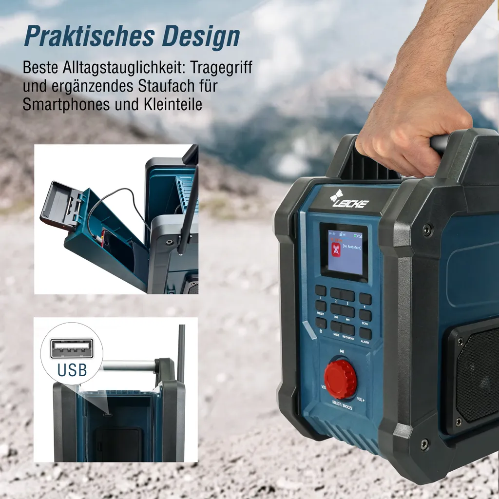Radio numérique de chantier robuste Leicke DAB+ Bluetooth et écran LCD - 3