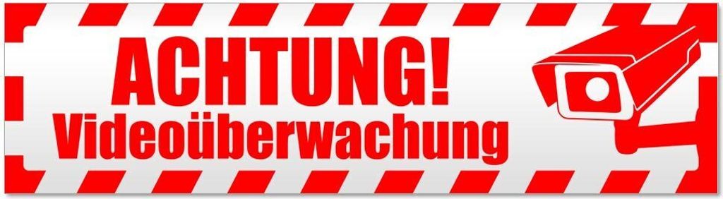 Kiwistar - Autoaufkleber - Rot - 60 x 16 cm - Achtung Videoüberwachung gestreift - Hinweis Aufkleber Sticker für Auto, Kfz, Fahrrad, PKW, LKW