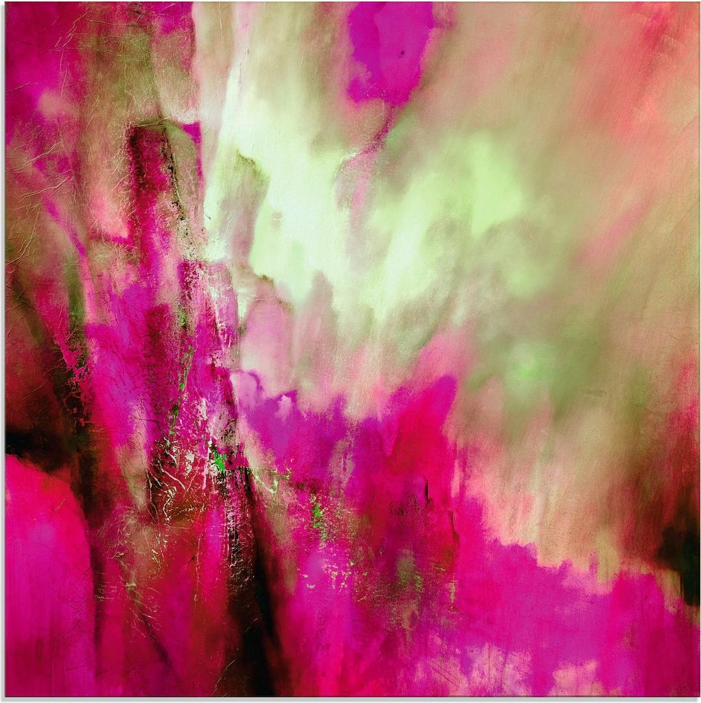 ARTland Glasbild Pink trifft Grün Größe: 20x20 cm
