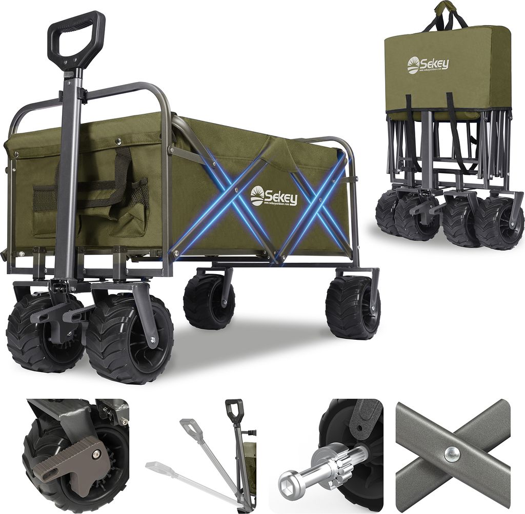Sekey 200 kg Schwerlast Bollerwagen Faltbar, mit 17x10 cm Produktbild