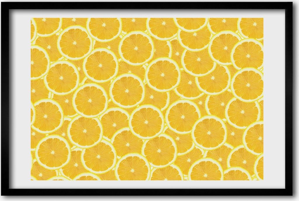 Bild 60x40 MDF-Rahmen, Wandkunst Zitronenscheiben