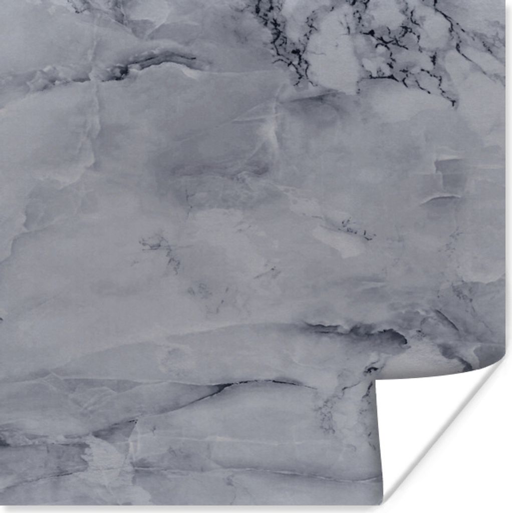 MuchoWow Poster Marmor - Stein - Grau - Schwarz 75x75 cm - Wand Dekoration