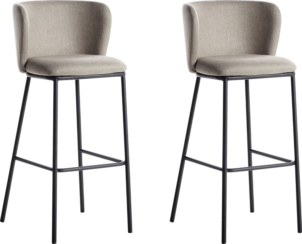 BELIANI Barstuhl 2er Set Taupe Stoffbezug und Metall mit Produktbild 