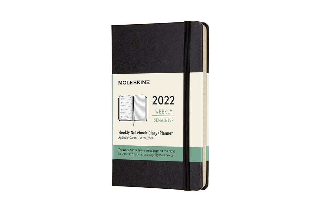 Moleskine 12 Monate Wochen-Notizkalender 2022 - Fester Einband - Englischer Kalender - 1 Wo = 1 Seite - rechts linierte Seite - Pocket (9x14) - Sch...