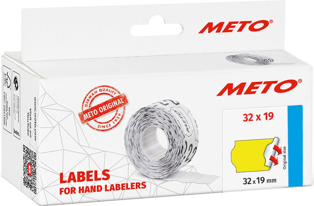 METO Etiketten für Preisauszeichner 32 x 19 mm gelb 5 Rollen à 1.000 Etiketten