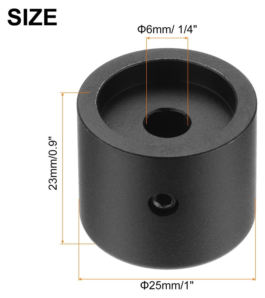 4 Stš¹ck Gitarrenkn?pfe Metall, Audio-Knopf Drehknopf 6mm x 25mm x 23mm Potentiometer Kn?pfe mit Madenschraube fš¹r E-Gitarre Bass, Schwarz