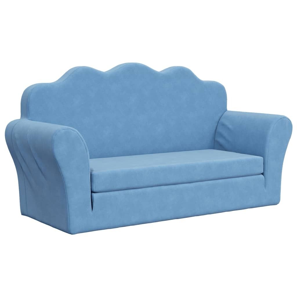 vidaXL Sofá cama infantil de 2 plazas, color azul, con Imagen del producto 