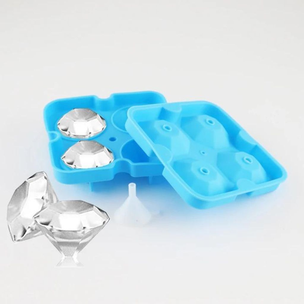 Eiswürfelform Diamant Blau 2 Stück - Eiswürfel - Eiswürfelformen - Eisformen - Eiswürfelform mit Deckel - Eiswürfelmaschine - Eiswürfelbereiter