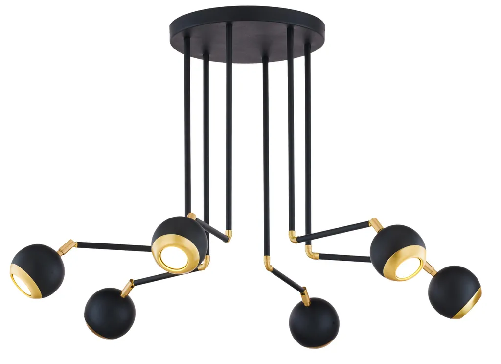 Plafonnier VILAR noir et or 6 spots GU10 - Design moderne Jupiter
