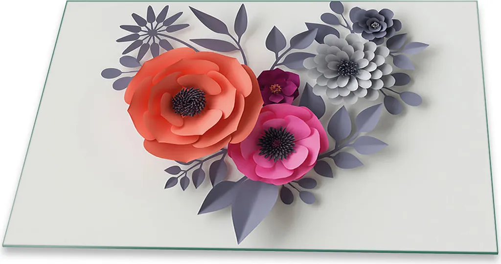 Piano cottura in ceramica vetro decorazione universale 80x52 fiori grigio