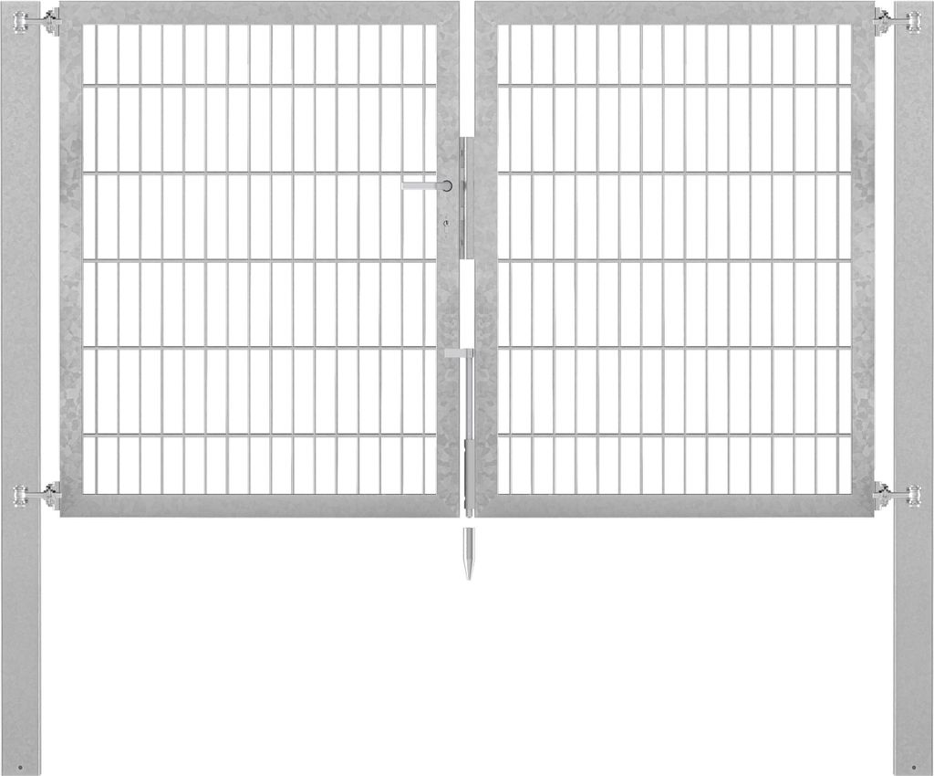 Alberts Doppeltor Flexo Plus mit Zubehör, zum Einbetonieren, feuerverzinkt, Breite 200 cm, Höhe 120 cm, Pfostenstärke 100 x 100 mm