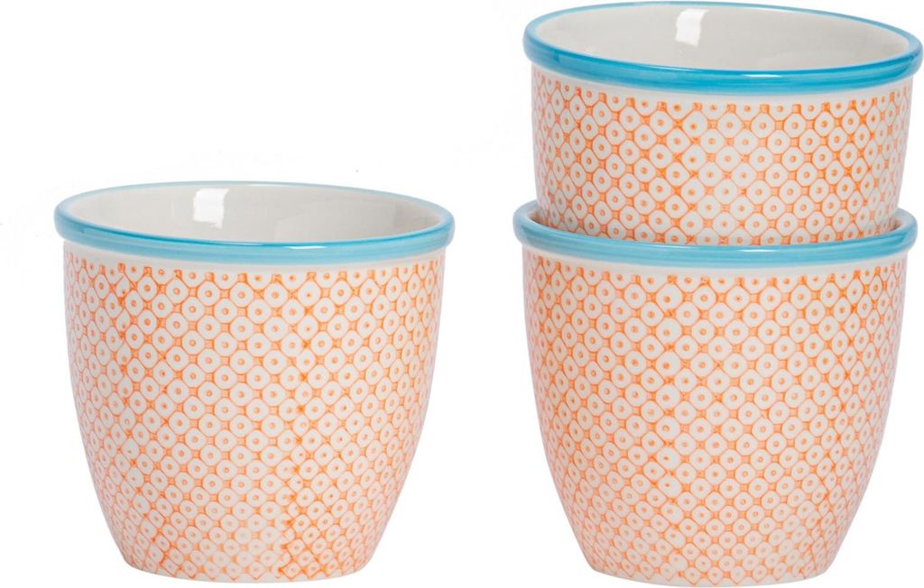 Nicola Spring handbedruckte Blumentöpfe – 14 cm – Orange – 3er-Pack
